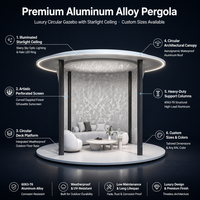 DMJ-LT016 Pavillon circulaire moderne en alliage d'aluminium personnalisable avec un plafond ciel étoilé intégré.