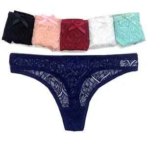 Sexy women lace transparent thong underwear solid fashion women thongs