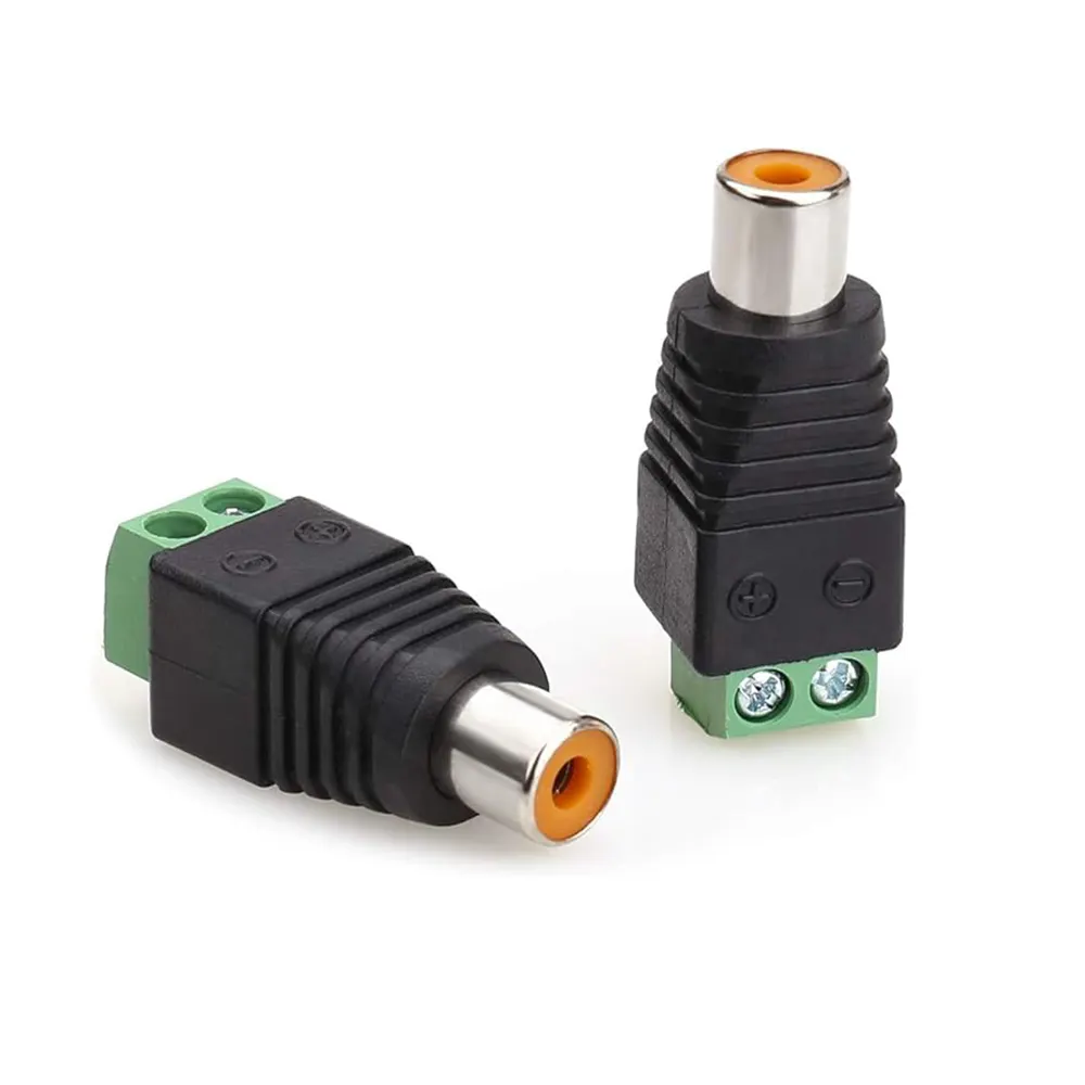 RCA Female to AV Screw Terminals Audio Video Connector Adapter for CCTV Security Camera