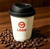 Gobelets à café jetables en papier kraft biodégradable avec couvercles, logo imprimé personnalisé, respectueux de l'environnement