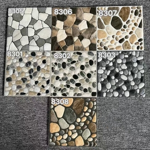 <span class=keywords><strong>3D</strong></span> phun 300x300 mét không trượt cái nhìn đá cuội gạch cho bên ngoài sàn vườn gạch - Product Image 6