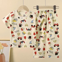 Ensemble de vêtements de nuit pour enfants, garçons et filles, en coton, manches courtes, imprimé de dessins animés mignons, pyjama deux pièces, vêtements de détente unisexes, vêtements pour tout-petits