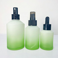 Flacons compte-gouttes/pompes à lotion en verre dépoli vert mat épaissi de 30 ml à 200 ml pour faux cils, mascara, collyre et fard à joues