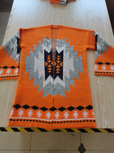 <span class=keywords><strong>Cardigan</strong></span> a maniche lunghe in maglia Jacquard azteca <span class=keywords><strong>arancione</strong></span> personalizzabile per donna maglione occidentale di Halloween - Product Image 2