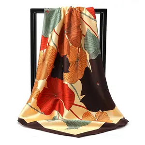 Satin Fabric China Manufacturers High Quality Silk Scarf Print Twill Silk Square with flower