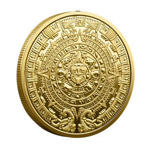 Moneda Conmemorativa del Calendario Azteca del Sol, Chapada en Oro y Plata 3D, Bicolor, Coleccionable de la Antigua Civilización Mexicana - Product Image 3