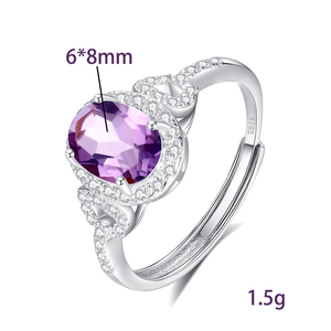 9 Fine 925 Silver 6*8mm Oval cut Amethyst <b>Adjustable</b> <b>Rings</b> <b>Adjustable</b> Natural Stones High Quality Gemstone Olivine Stone Jewelry - Product Image 6