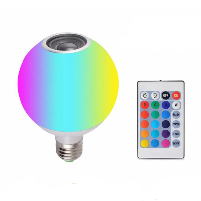 12W E27 الملونة RGB تغيير لون لمبة سماعة موسيقية و التحكم عن بعد الموسيقى الكرة مصباح إضاءة LED ذكي