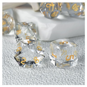 Rõ ràng pha lê đá quý xúc xắc Bộ, trong suốt lăng kính thủy tinh khắc sắc nét cạnh xúc xắc cho DND, 7 cái Set với kim loại hộp thiếc gói - Product Image 3