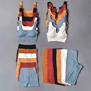 Conjunto de sutiã sem costura alto impacto, roupas esportivas de cintura alta, fitness, academia, fitness, 2021