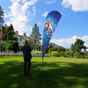 الجملة مخصصة في الهواء الطلق مزدوج الوجهين دمعة الإعلان راية للشاطئ لافتات مع موقف - Product Image 5