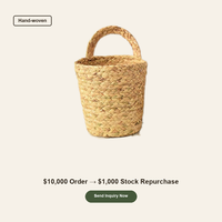 Panier suspendu en paille naturelle tressé à la main, organisateur de rangement mural tissé, vente en gros OEM, panier suspendu en paille