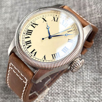 Tandorio Vintage rétro plongeur champ montre automatique hommes NH35 PT5000 Movt chiffres romains grande couronne étanche 39mm Reloj Hombre