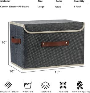 Juego plegable de 3 contenedores Organizadores de almacenamiento para el hogar, caja de almacenamiento de fieltro de juguete para ropa con tapa y asas para el hogar - Product Image 4