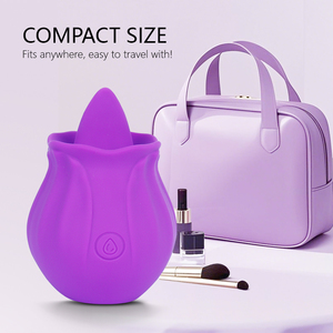 Vibratore a Forma di Rosa in Silicone con Lingua Realistica per Stimolazione Clitoridea e dei Capezzoli, Giocattolo Sessuale per Donne - Product Image 5