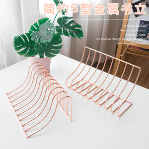 Dây Kim Loại Trang Trí Thiết Kế OEM Bookends, Giá Lưu Trữ Tạp Chí, Bookself, Thư Mục Dọc, (Vàng Hồng Vàng, Bạc) - Product Image 5