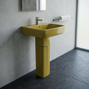 WC monobloc coloré en céramique, suite de salle de bain allongée avec réservoir encastré à siphon, équipement sanitaire moderne - Product Image 4