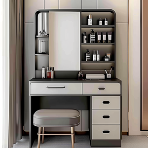 Hot bán độ bóng cao trắng hiện đại bằng Gỗ <span class=keywords><strong>PVC</strong></span> bảng Vỉ trang điểm Vanity bàn trang điểm cho đồ nội thất nhà - Product Image 3