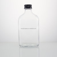 Bouteilles en verre plates de haute qualité 200 ml 20 cl, noires et transparentes, pour spiritueux, whisky, ou café froid, avec bouchon à vis