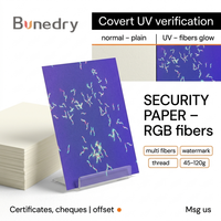 Papier de Sécurité Coloré avec Fibres Fluorescentes, Filigrane Anti-Contrefaçon et Ligne de Sécurité Imprimée pour Mesures de Sûreté (Épicerie)