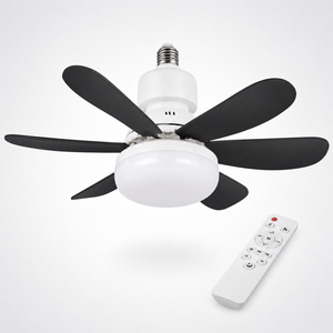 Fernbedienbare E27 Deckenventilator-Leuchte mit 3 Windgeschwindigkeiten, Timer und Speicherfunktion, 6 Flügel für Küche, Schrank, Wohnung und Zimmer - Product Image 1