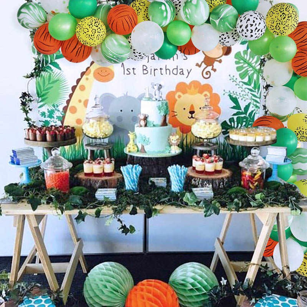 Decorazione per compleanno della giungla, per 1 anno, decorazione di compleanno, palloncini con animali della foresta, decorazione per il compleanno, per le ragazze, Wild One