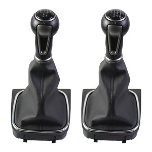 Volkswagen Gear <b>Shift</b> <b>Knob</b> Leather 5 6 Speed Set Ergonomic Red Stitching - Product Image 2