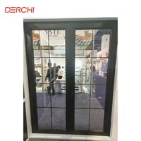 Estilo francés, Exportación principalmente a puertas de aluminio con rotura térmica de Color negro americano, puerta delantera con bisagras de vidrio, Patio Exterior