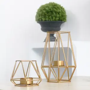 Vela geométrica moderna de metal dourado, alta qualidade, moderna, vela