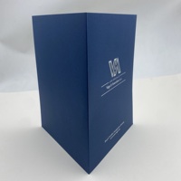 Carpeta de Presentación Corporativa Personalizada en Papel Ecológico Azul Marino con Estampado en Caliente Plateado, Portadocumentos de Oficina