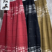 Pantalon décontracté F321/FANMAJIALIE tendance à taille mi-haute, imprimé léopard dégradé avec bandes latérales et cordon de serrage
