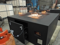 Table de foyer au gaz de style moderne personnalisée pour terrasse, chauffage extérieur, acier au carbone de haute qualité, réservoir de propane dissimulé