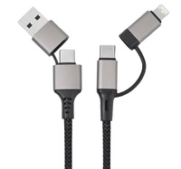 Cable de Carga Rápida 4 en 1, USB-C/USB-A a USB-C de 8 Pines, PD 60W, Cable Trenzado de Nailon para Accesorios de Teléfono