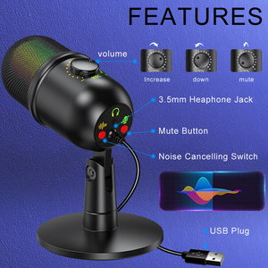 Phòng Thu Âm Chuyên Nghiệp Micrô Ngưng Tụ USB Có Giá Ba Chân Cho Điện Thoại PC Skype Chơi Game Trực Tuyến Vlog - Product Image 2