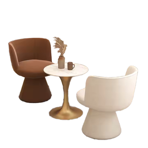 Silla de comedor de diseño crema moderna, taburete de mesa de maquillaje giratorio Simple, estilo de celebridad de Internet, muebles para el hogar para sala de estar - Product Image 1