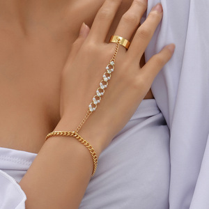 New Design Elegant <strong>Ring</strong> <strong>Bracelet</strong> Gold Fashion Chain and Link <strong>Bracelets</strong> Creative Infinity Finger Chain <strong>Ring</strong> <strong>Bracelet</strong> for Women - Product Image 2