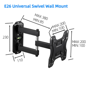 Support mural <span class=keywords><strong>articulé</strong></span> LILONG E26 pour écrans de 15 à 37 pouces -15 °   Support inclinable en acier 200x200 VESA avec rotation - Product Image 2