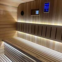 Cabine de sauna extérieure moderne en bois massif, style villa, grande taille, maisonnette avec fenêtre en verre, vente en gros