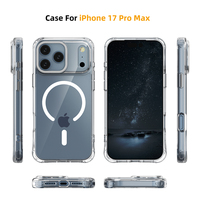 Coque magnétique transparente pour iPhone 17, cadre de caméra en métal, bouton TPU + PC, charge sans fil, couverture de téléphone portable pour iPhone 17 Pro Max