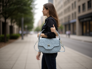 Borsa Sottospalla Semicircolare in Microfibra con Chiusura in Pelle Sintetica, Stile Minimalista Normcore per Tutte le Stagioni - Product Image 2