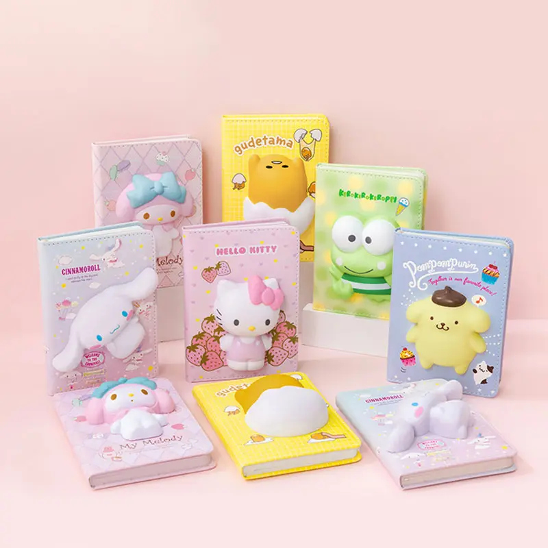 Sanrio Serie 3d Decompressie Mini Notebook Creatieve School Benodigdheden Voor Kinderen Kawaii Handboek Voor Schrijven En Schoolgeschenken