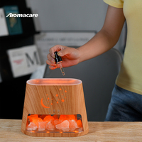 Diffuseur d'huiles essentielles Aromacare avec logo personnalisé, pierre de sel de cristal ultrasonique, simulation de flamme 3D