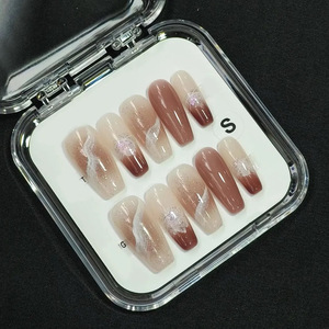 <span class=keywords><strong>Uñas</strong></span> Postizas Francesas Personalizadas, Hechas a Mano, Reutilizables, con Pegamento, 10 Piezas, Diseño de Corazón, Larga Duración - Product Image 3