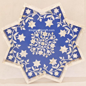 Plateau artisanal bohème en nacre pour le Ramadan et l'Aïd |   Plateau de service élégant et flexible pour aliments et boissons, dattes, noix, desserts - Product Image 4