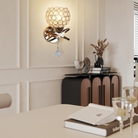 Lampe murale à abat-jour rond en cristal de style simple, best-seller, base d'ampoule E26 pour chambre à coucher et éclairage intérieur d'hôtel