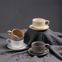 Ensemble de tasse et soucoupe à café en céramique rétro créative pour le thé de l'après-midi, le cappuccino, le latte ou l'utilisation au café