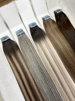 Sans couture Invisible Blonde Ombre Balayage Remy Vierge Russe Extensions de Cheveux Teints Cheveux Humains Injecté Ruban en