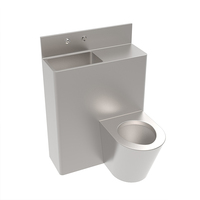 Évier de toilette monobloc personnalisable en acier inoxydable au design moderne avec siphon en P pour la salle de bain, prison intégrée en acier