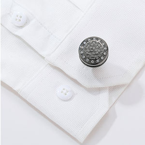 Mancuernillas Redondas Vintage con Pedrería en Gris Pistola - Product Image 3