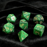 Dés polyédriques sculptés en résine vert foncé marbré, ensemble de 7 pièces écologiques avec chiffres dorés pour les jeux de rôle, D&D et jeux de société